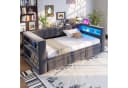 OKWISH Schlafsofa Polsterbett mit LED-Beleuchtung und Stauraum Grau Bild 4