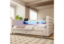 MODFU Schlafsofa inklusive USB- und Typ-C-Anschlüsse, Kinderbett mit multifunktionalem Ausziehbett, LED-Beleuchtung & Stauraum, Polsterbett 90x190 cm & 180x190 cm, ohne Matratze Bild 1