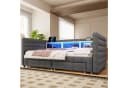 MODFU Schlafsofa inklusive USB- und Typ-C-Anschlüsse, Kinderbett mit multifunktionalem Ausziehbett, LED-Beleuchtung & Stauraum, Polsterbett 90×190 cm & 180x190 cm, ohne Matratze Bild 1