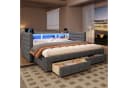 MODFU Schlafsofa inklusive USB- und Typ-C-Anschlüsse, Kinderbett mit multifunktionalem Ausziehbett, LED-Beleuchtung & Stauraum, Polsterbett 90×190 cm & 180x190 cm, ohne Matratze Bild 2