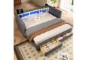 MODFU Schlafsofa inklusive USB- und Typ-C-Anschlüsse, Kinderbett mit multifunktionalem Ausziehbett, LED-Beleuchtung & Stauraum, Polsterbett 90×190 cm & 180x190 cm, ohne Matratze Bild 3