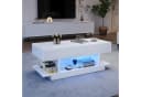 OKWISH Lift-Couchtisch weiß mit LED-Beleuchtung und Klappschränken Bild 4