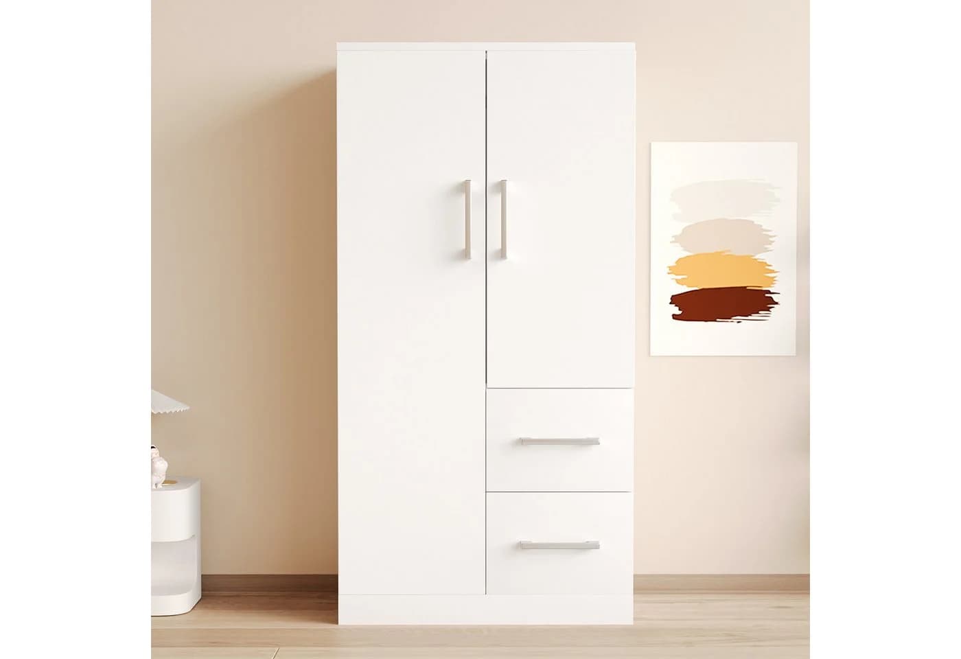 REDOM Kinderkleiderschrank Weiß mit Schubladen und Doppeltüren - Bild 3