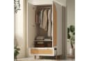 REDOM Kleiderschrank Weiß mit Gelb-Rattan-Dekor Bild 3