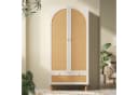 REDOM Kleiderschrank Weiß mit Gelb-Rattan-Dekor Bild 4
