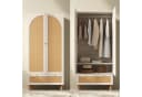 REDOM Kleiderschrank Weiß mit Gelb-Rattan-Dekor Bild 5
