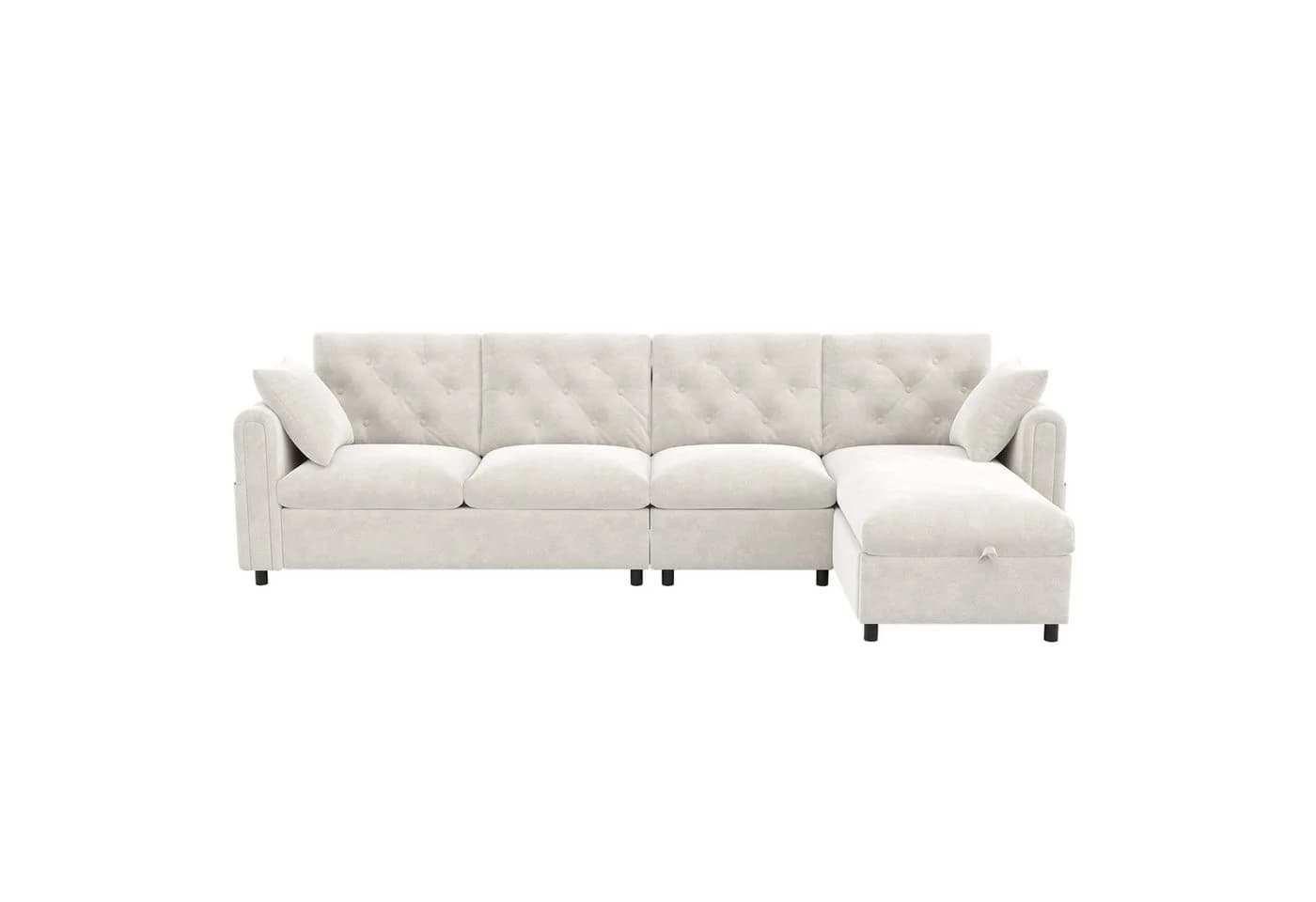 REDOM Sofa L-förmiges Samtsofa mit Stauraum & Schlaffunktion