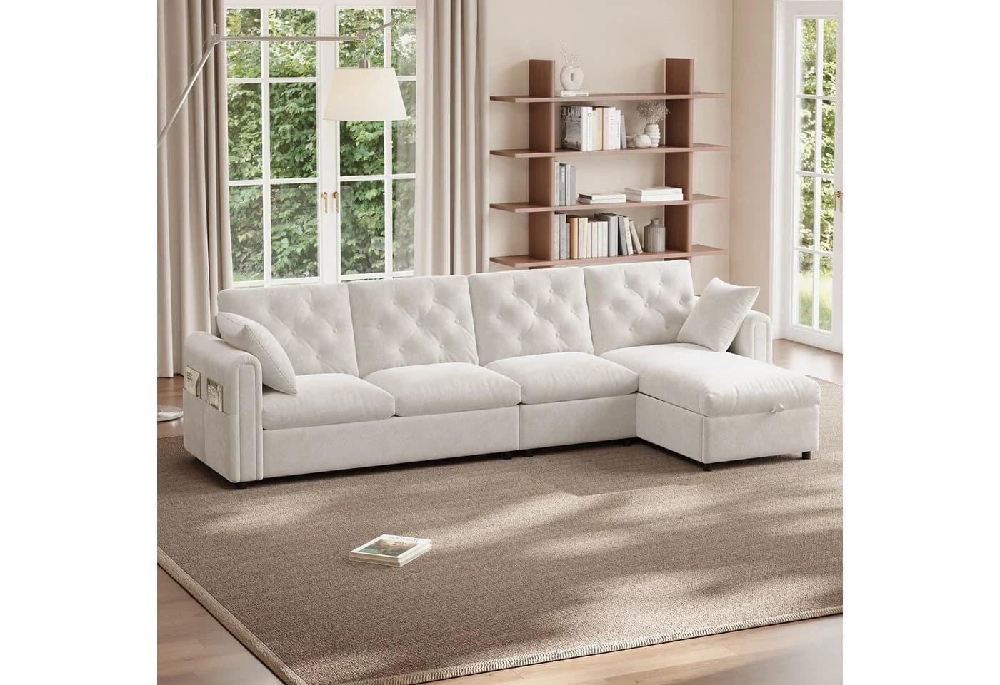 REDOM Sofa L-förmiges Samtsofa mit Stauraum & Schlaffunktion - Bild 3