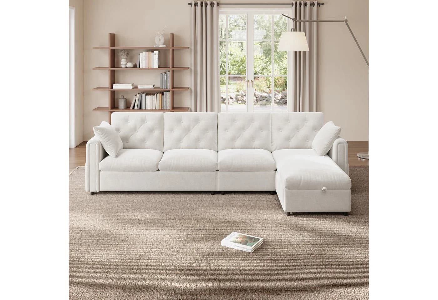 REDOM Sofa L-förmiges Samtsofa mit Stauraum & Schlaffunktion - Bild 5