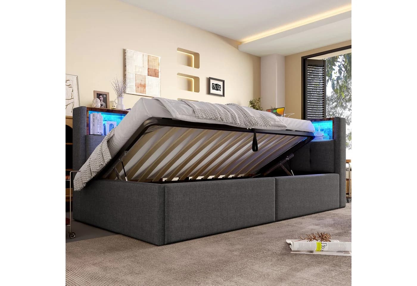 STILVORA Schlafsofa 90x200 mit Bettkasten, USB & LED - Bild 3