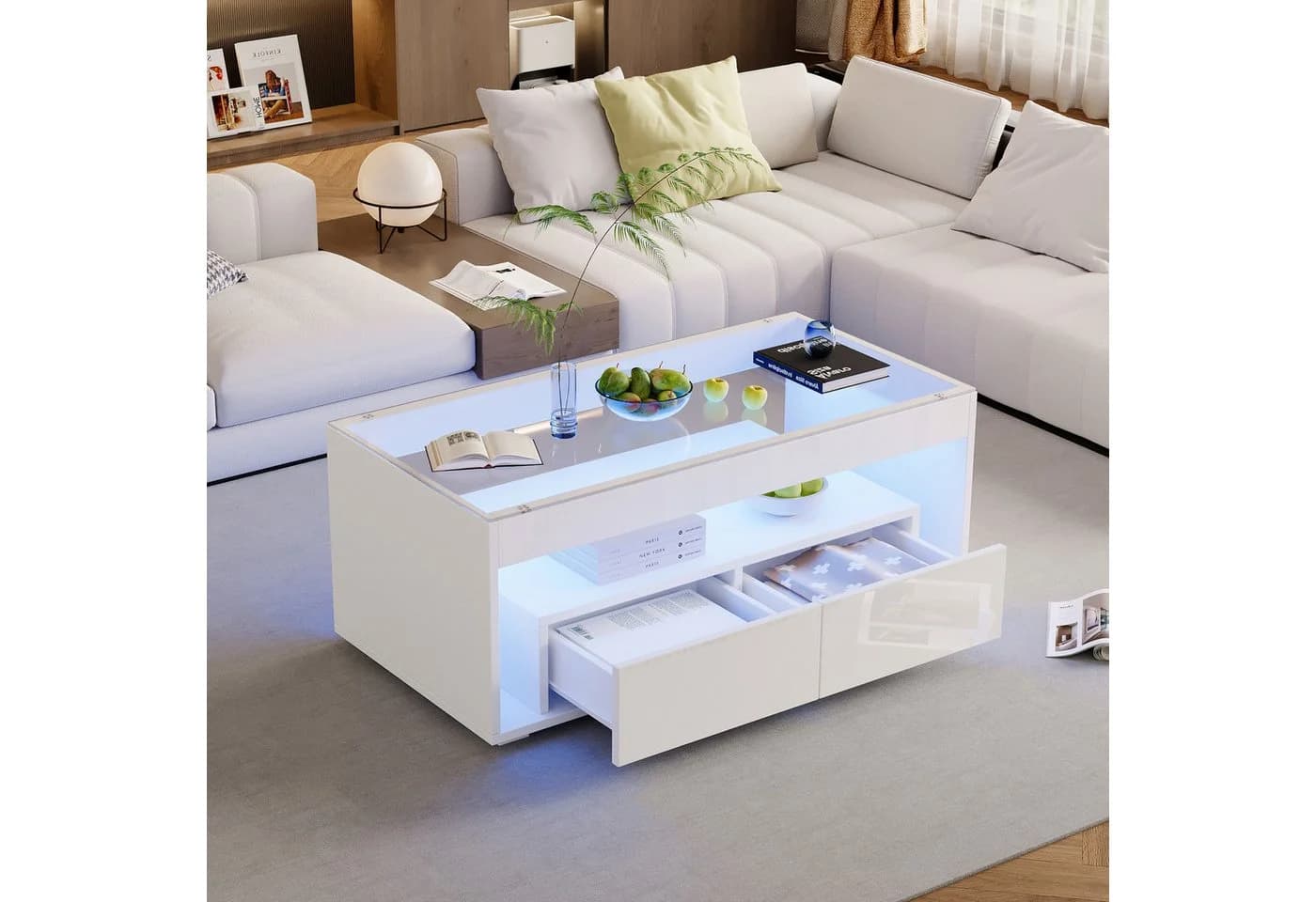 REDOM Couchtisch Hochglanz Wohnzimmertisch LED 16 Farben - Bild 2
