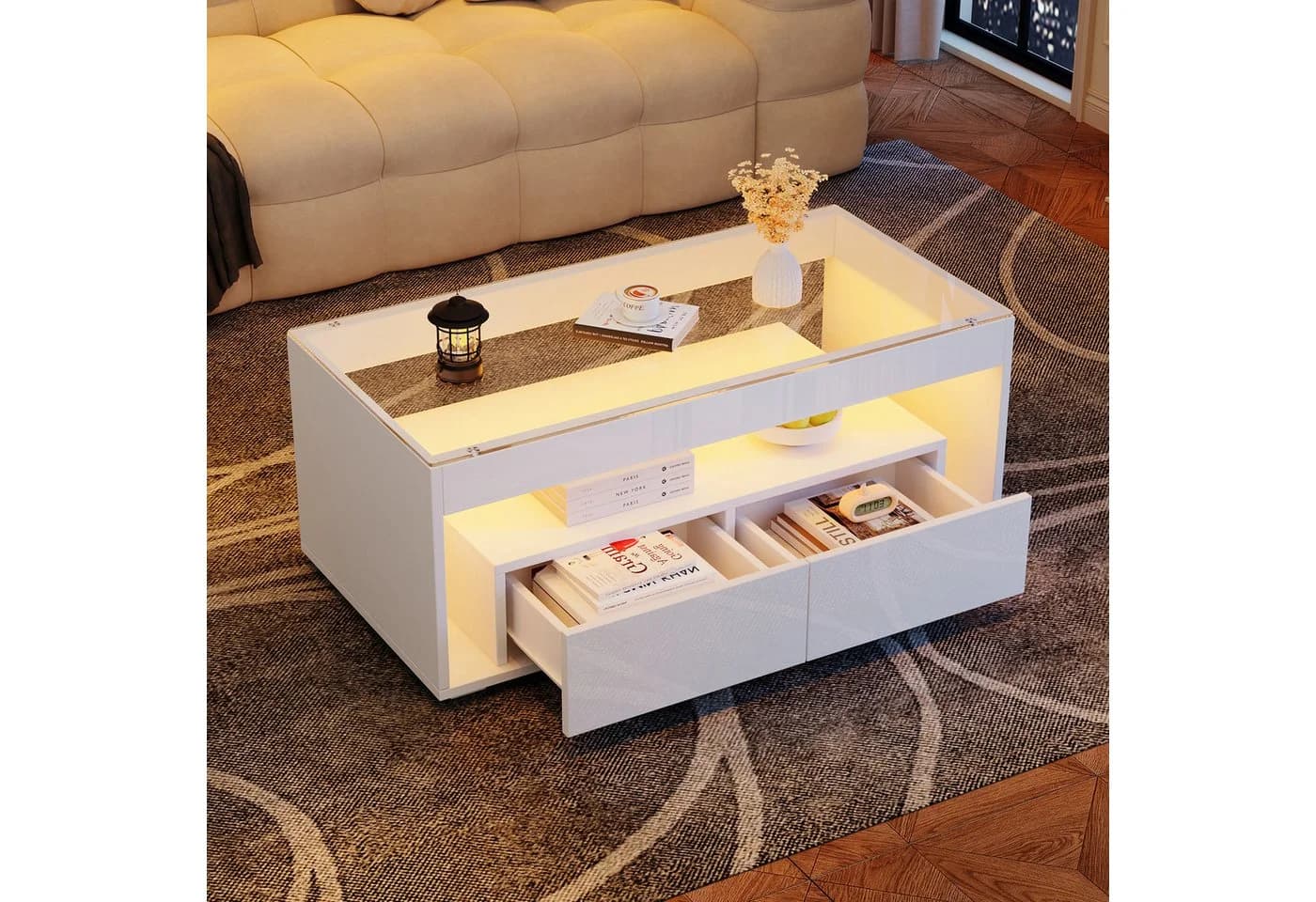 REDOM Couchtisch Hochglanz Wohnzimmertisch LED 16 Farben - Bild 3