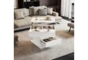 OKWISH Couchtisch Weiß 360° drehbar mit Schublade Bild 2