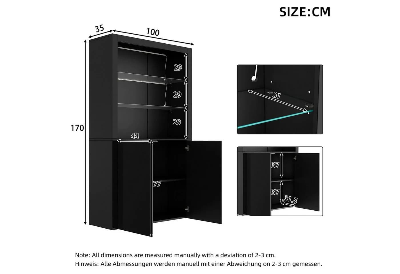 MODFU Vitrine gehärtetem Glas und Stauraum mit LED-Leuchten - Bild 5
