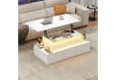 OKWISH Couchtisch anhebbar mit LED und Stauraum Weiß Hochglanz Bild 3