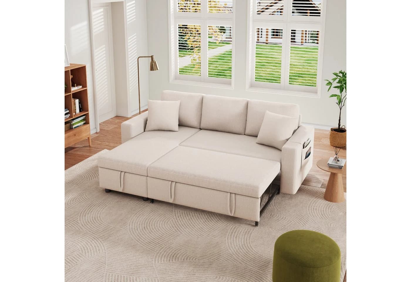 OKWISH Schlafsofa L-förmig mit Stauraum und Taschenaufbewahrung - Bild 3