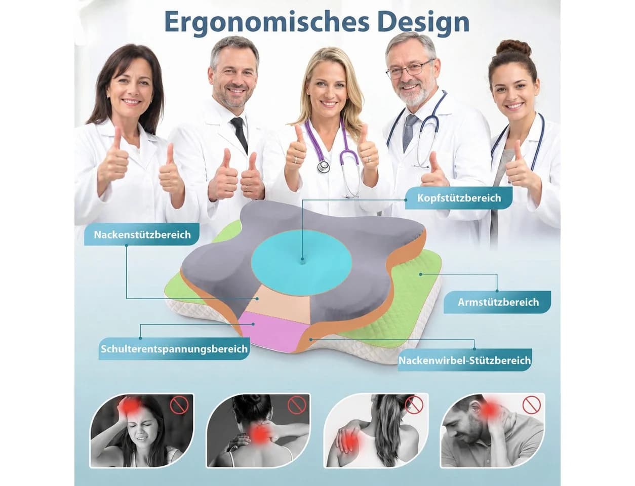 SWGOTA Nackenkissen Memory Foam Grau 62x41 cm - Bild 4