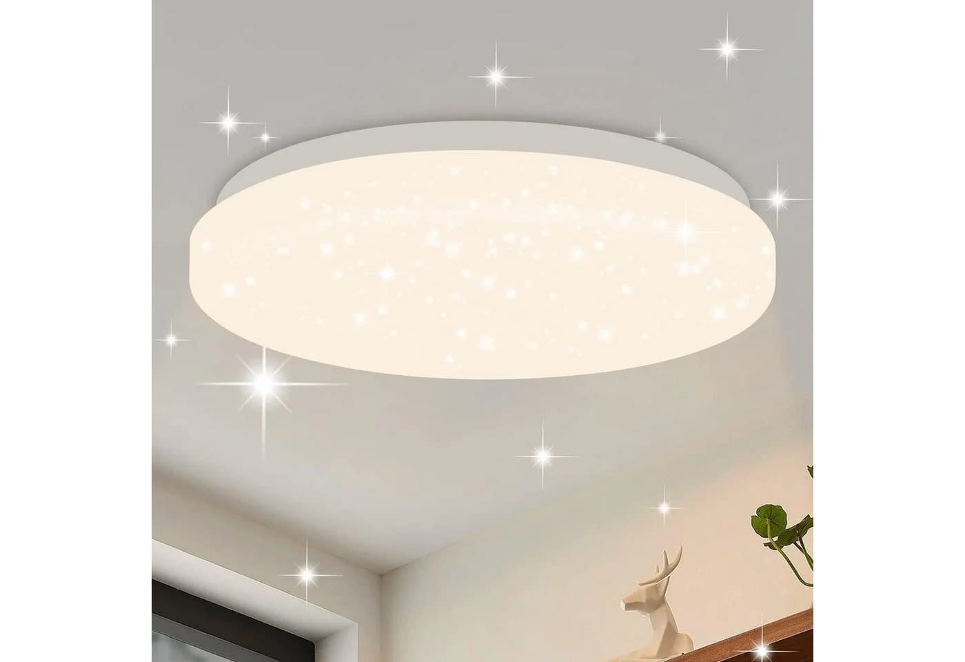 Nettlife LED Deckenleuchte Sterneneffekt Kinderzimmer 15W 21cm Fernbedienung 3000K/4000K Weiß - Bild 2