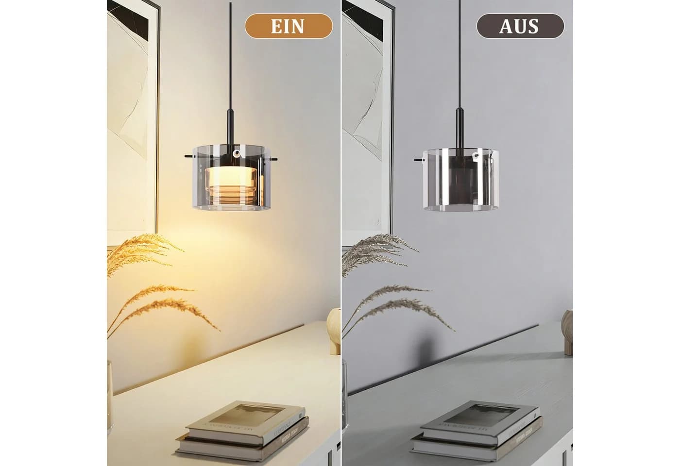 Nettlife LED Pendelleuchte Retro Schwarz Glas 8W Warmweiß - Bild 5