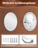 Nettlife Badspiegel Oval mit Beleuchtung, Touch-Steuerung & Entfogger-Funktion Bild 3