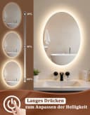Nettlife Badspiegel Oval mit Beleuchtung, Touch-Steuerung & Entfogger-Funktion Bild 4