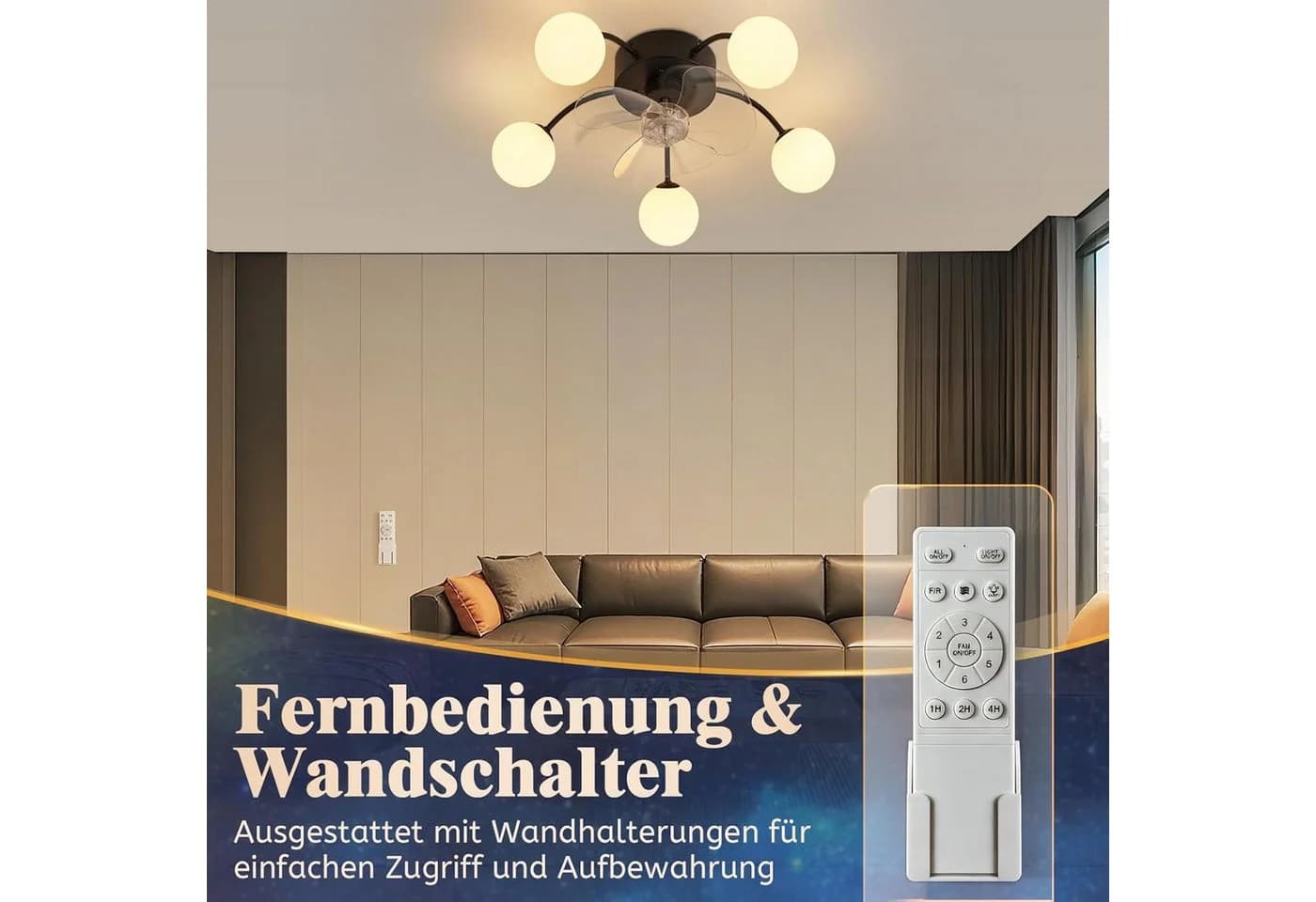 Nettlife Deckenventilator mit LED Licht & Fernbedienung
