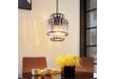 Nettlife Pendelleuchte Glas Kristall E27 Höhenverstellbar Schwarz Bild 4