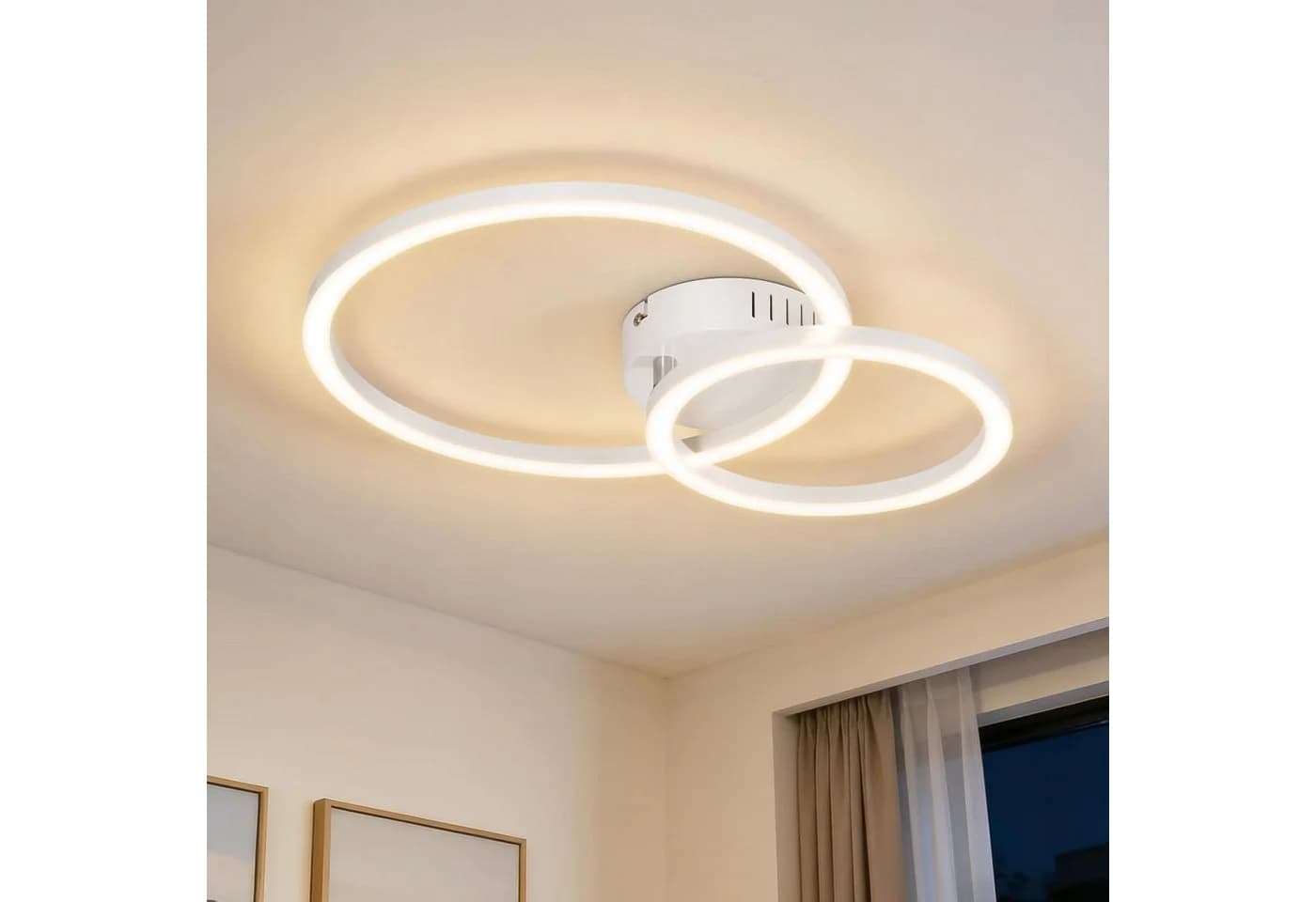 Nettlife LED Deckenleuchte 2 Ringe Modern Weiß/Schwarz/Silber - Bild 2