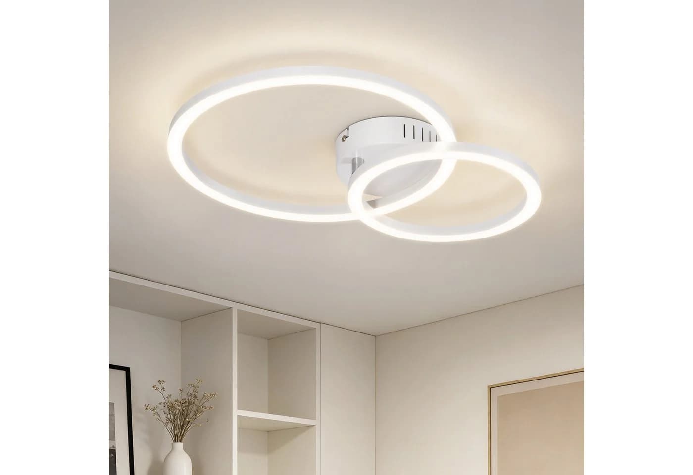 Nettlife LED Deckenleuchte Zweiring Design Weiß Silber Modern - Bild 2