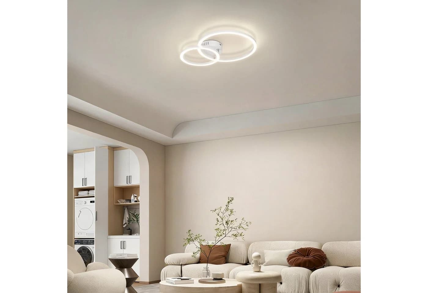 Nettlife LED Deckenleuchte Zweiring Design Weiß Silber Modern - Bild 4