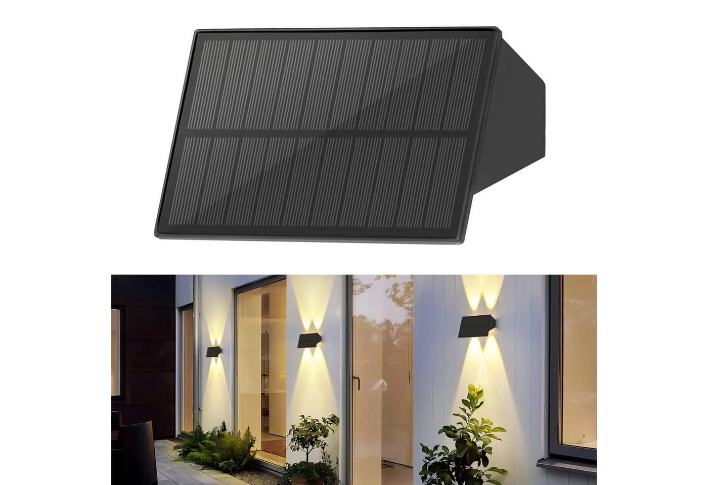 Nettlife LED Außen-Wandleuchte Solarbetrieben Schwarz Warmweiß - Bild 2
