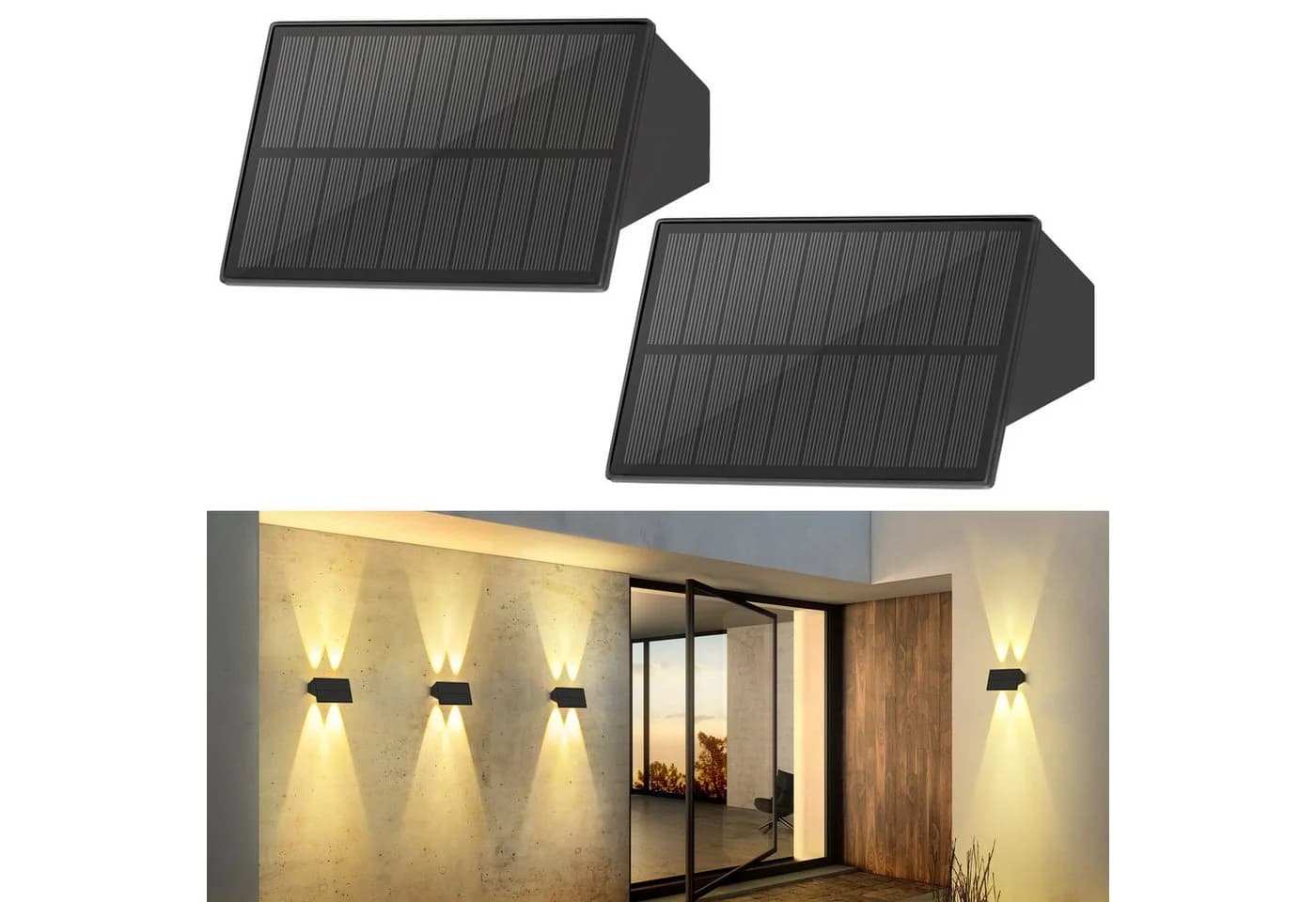 Nettlife LED Außen-Wandleuchte Solarbetrieben Schwarz 3000K - Bild 2