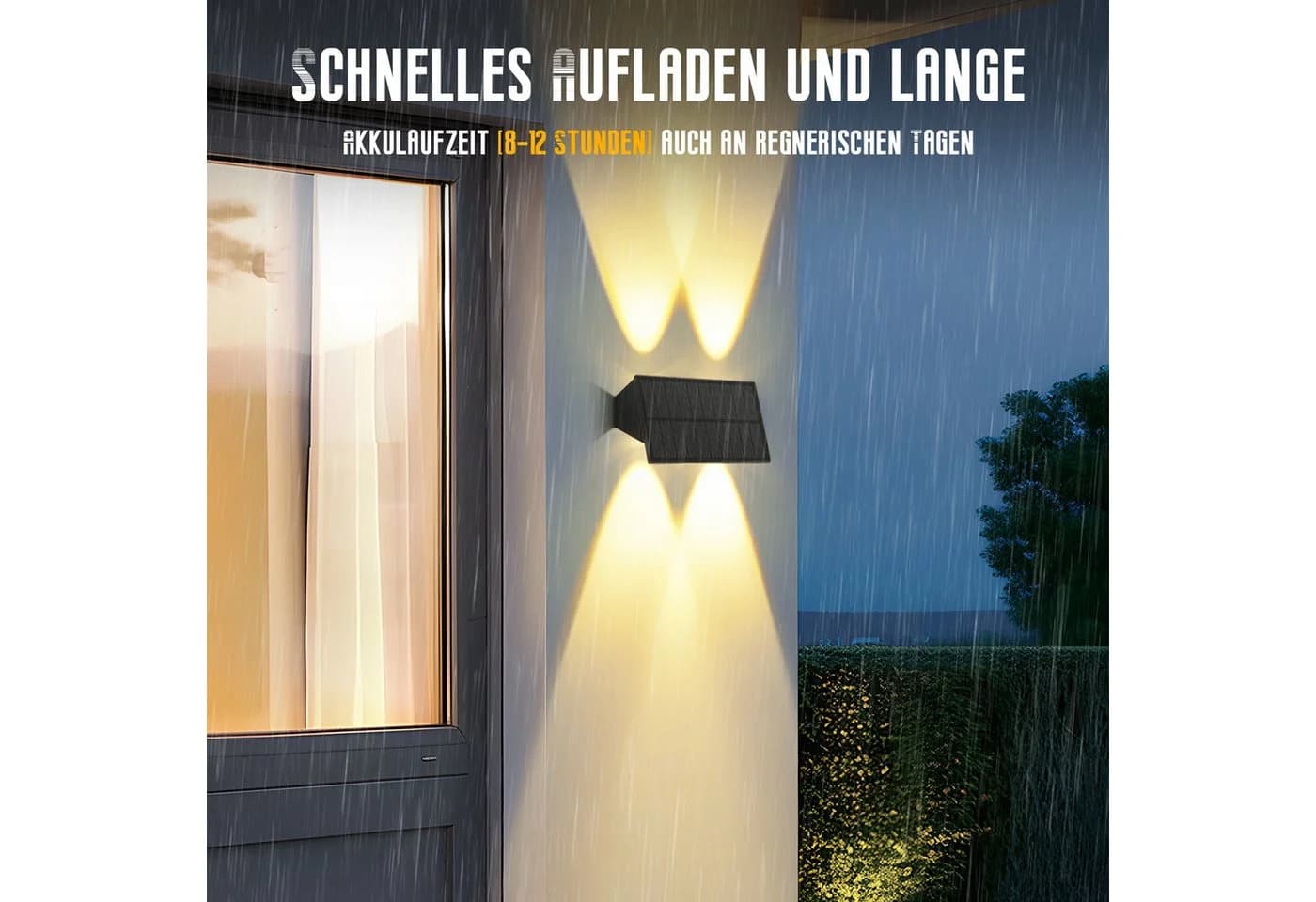 Nettlife LED Außen-Wandleuchte Solarbetrieben Schwarz 3000K - Bild 4