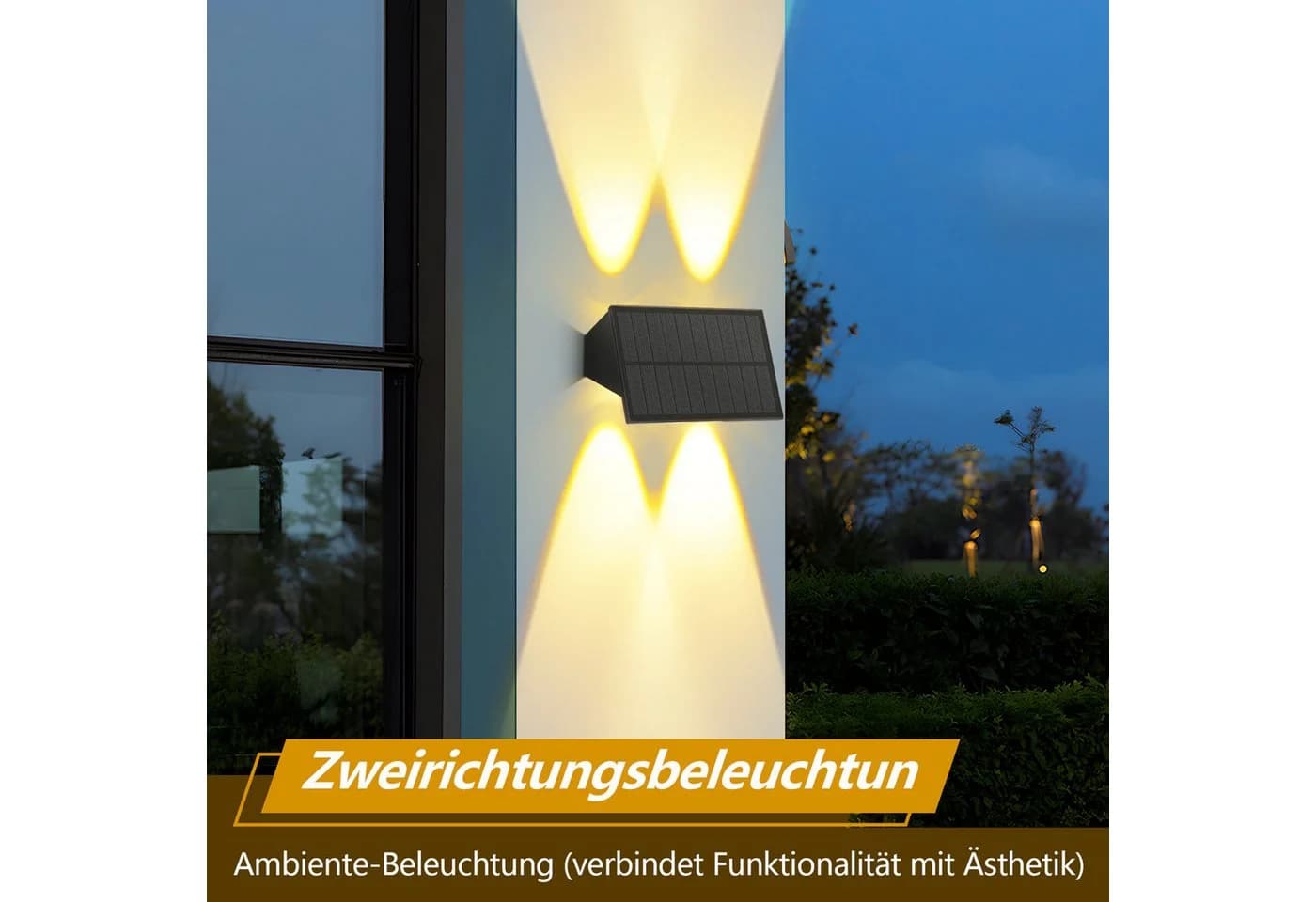 Nettlife LED Außen-Wandleuchte Solarbetrieben Schwarz 3000K - Bild 5