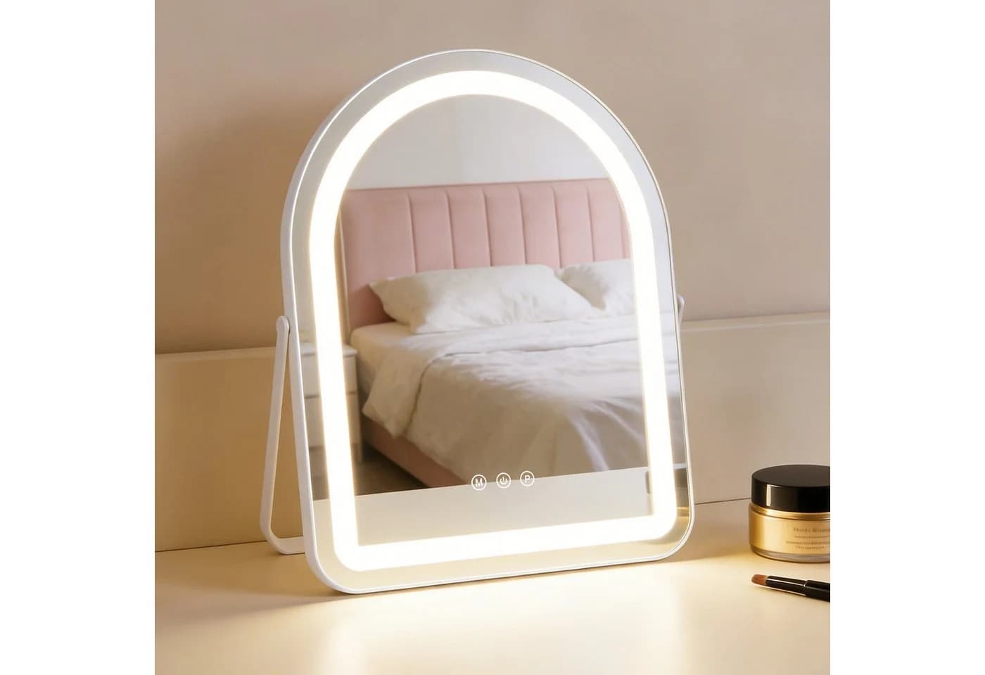 Nettlife Schminkspiegel LED mit Touch-Sensor und dimmbarer Beleuchtung Weiß - Bild 2