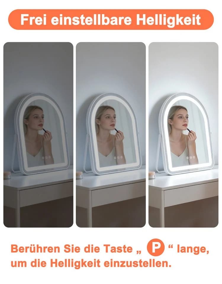 Nettlife Schminkspiegel LED mit Touch-Sensor und dimmbarer Beleuchtung Weiß - Bild 4