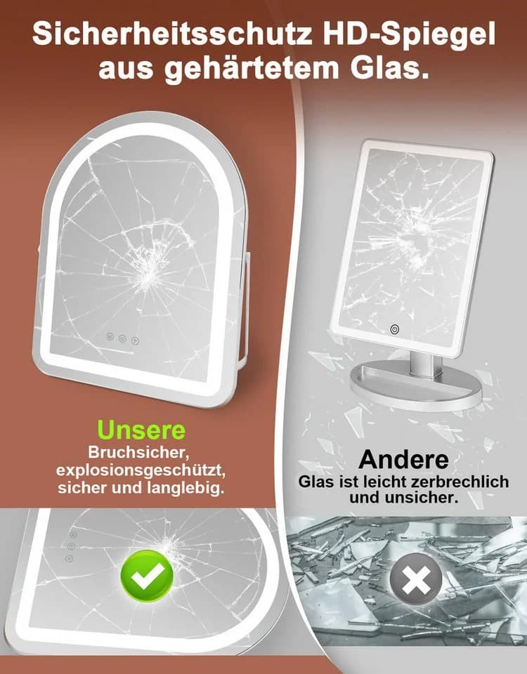 Nettlife Schminkspiegel LED mit Touch-Sensor und dimmbarer Beleuchtung Weiß - Bild 5