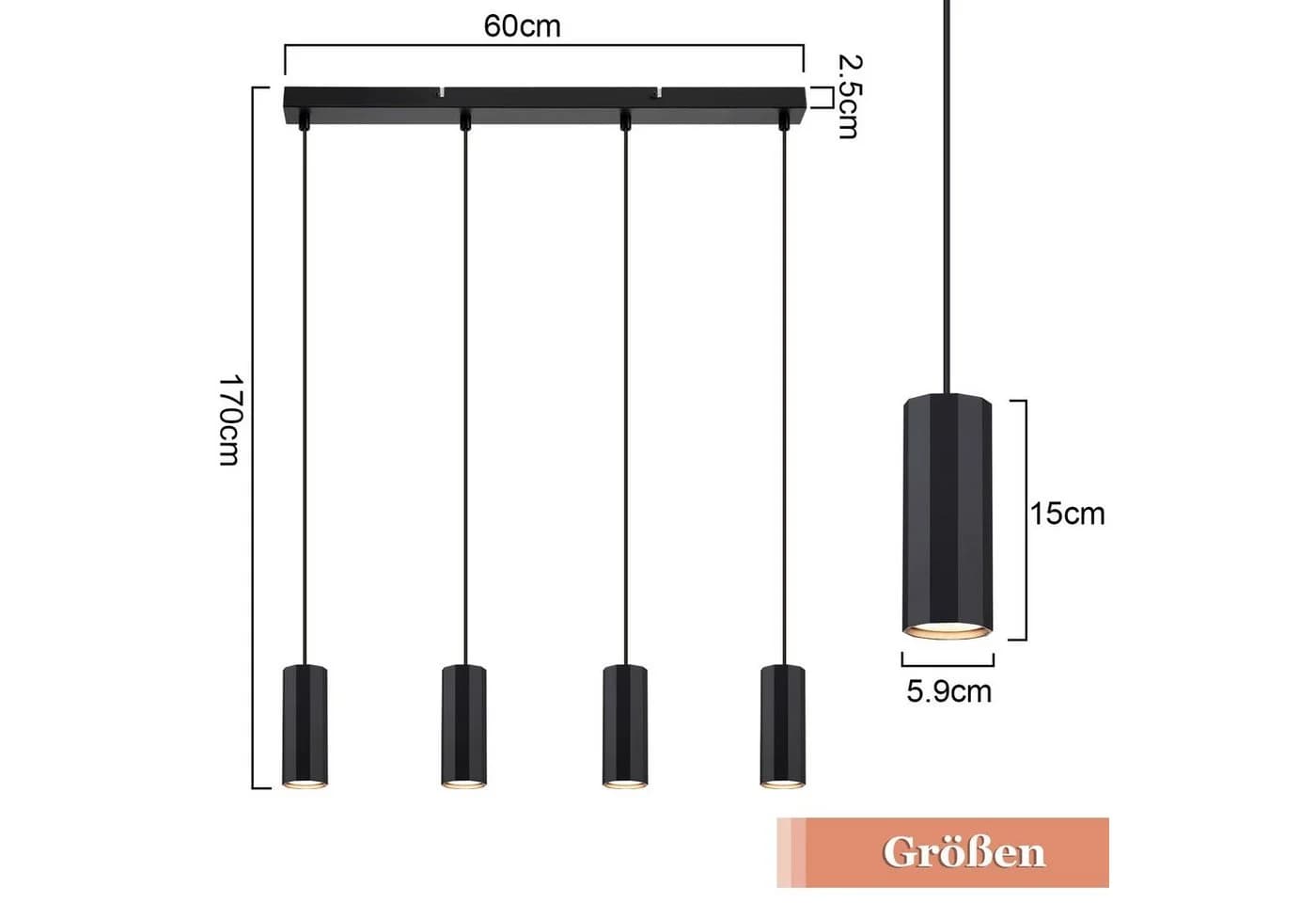 Nettlife Pendelleuchte Schwarz GU10 Modern Metall - Bild 3