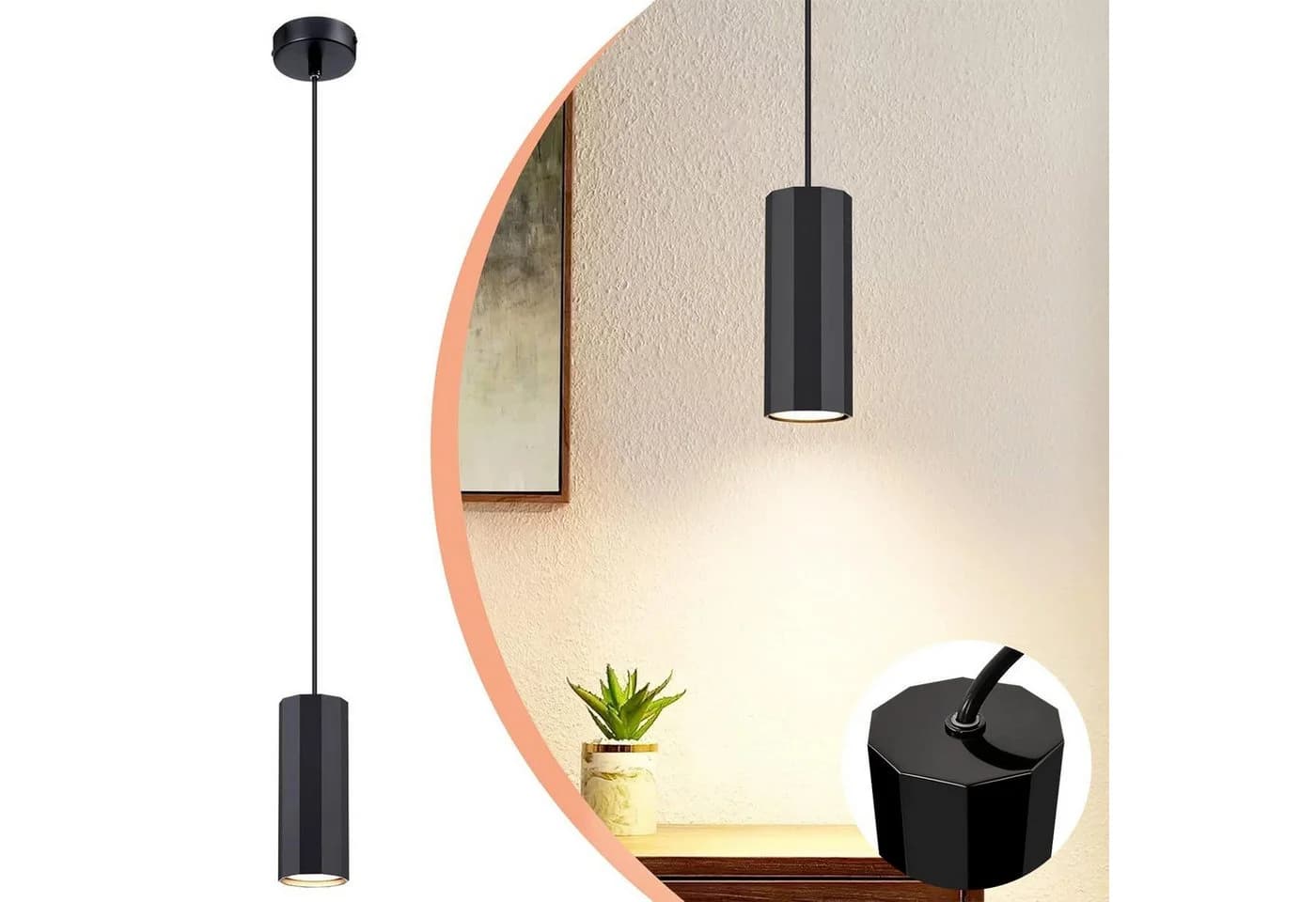 Nettlife Pendelleuchte Schwarz GU10 Modern Metall - Bild 2
