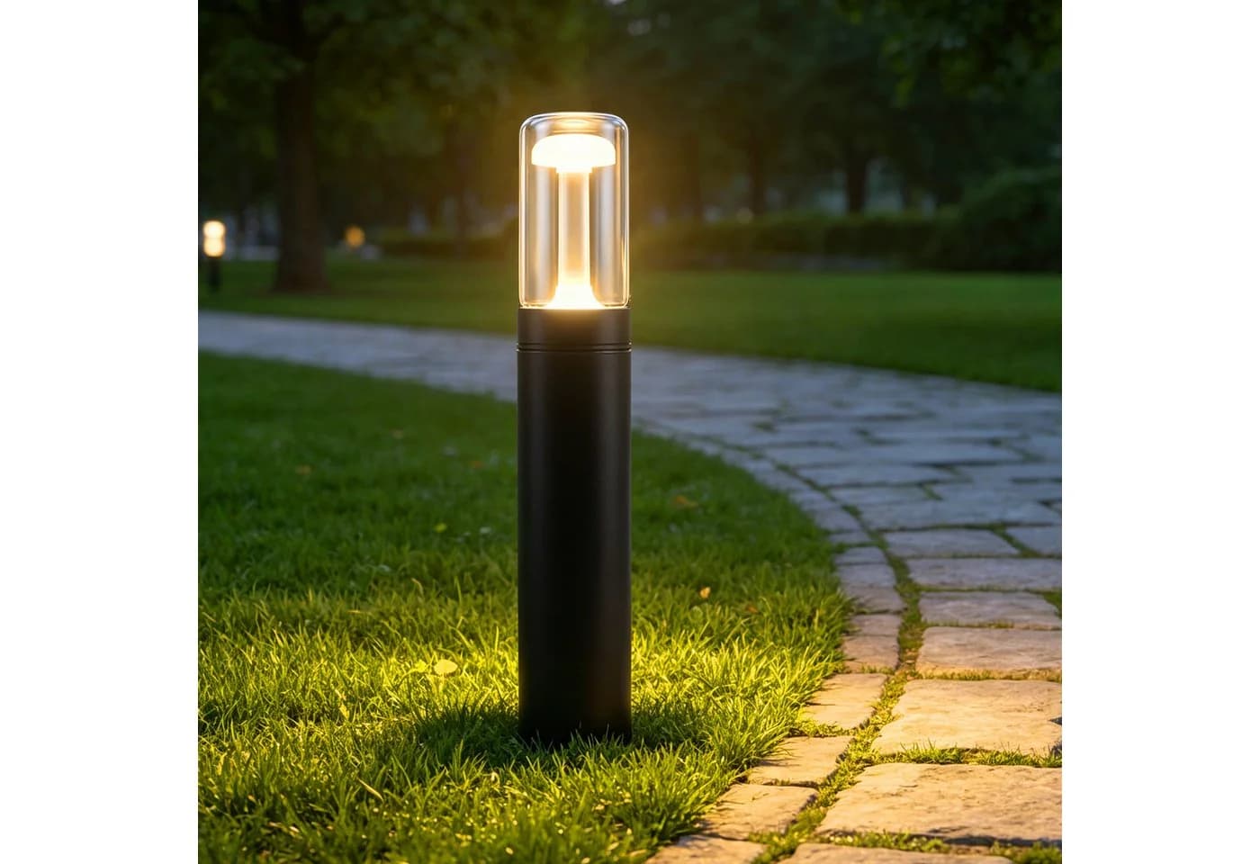 Nettlife Außen-Stehlampe Pollerleuchte 40cm Schwarz Glas - Bild 2