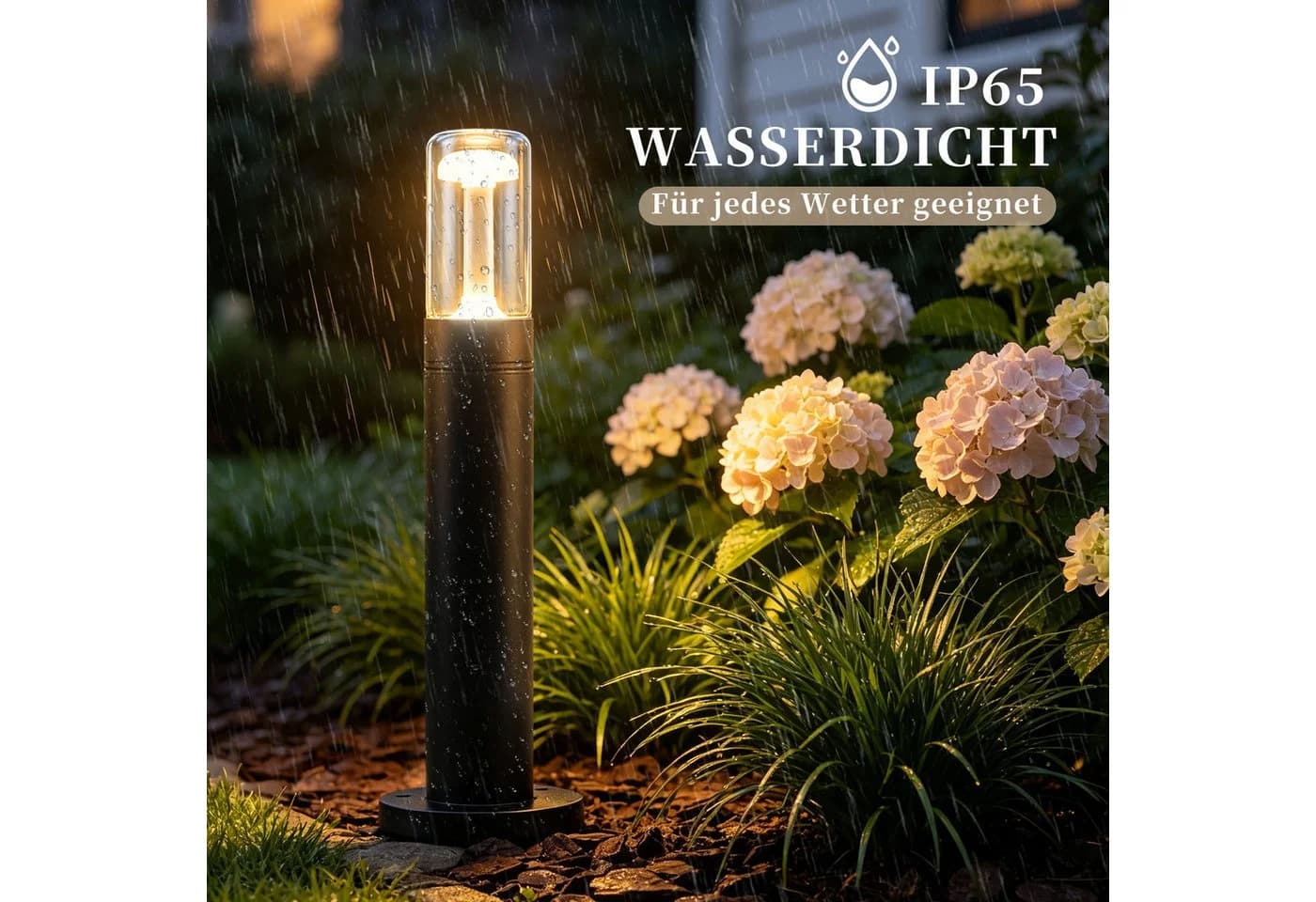 Nettlife Außen-Stehlampe Pollerleuchte 40cm Schwarz Glas - Bild 4