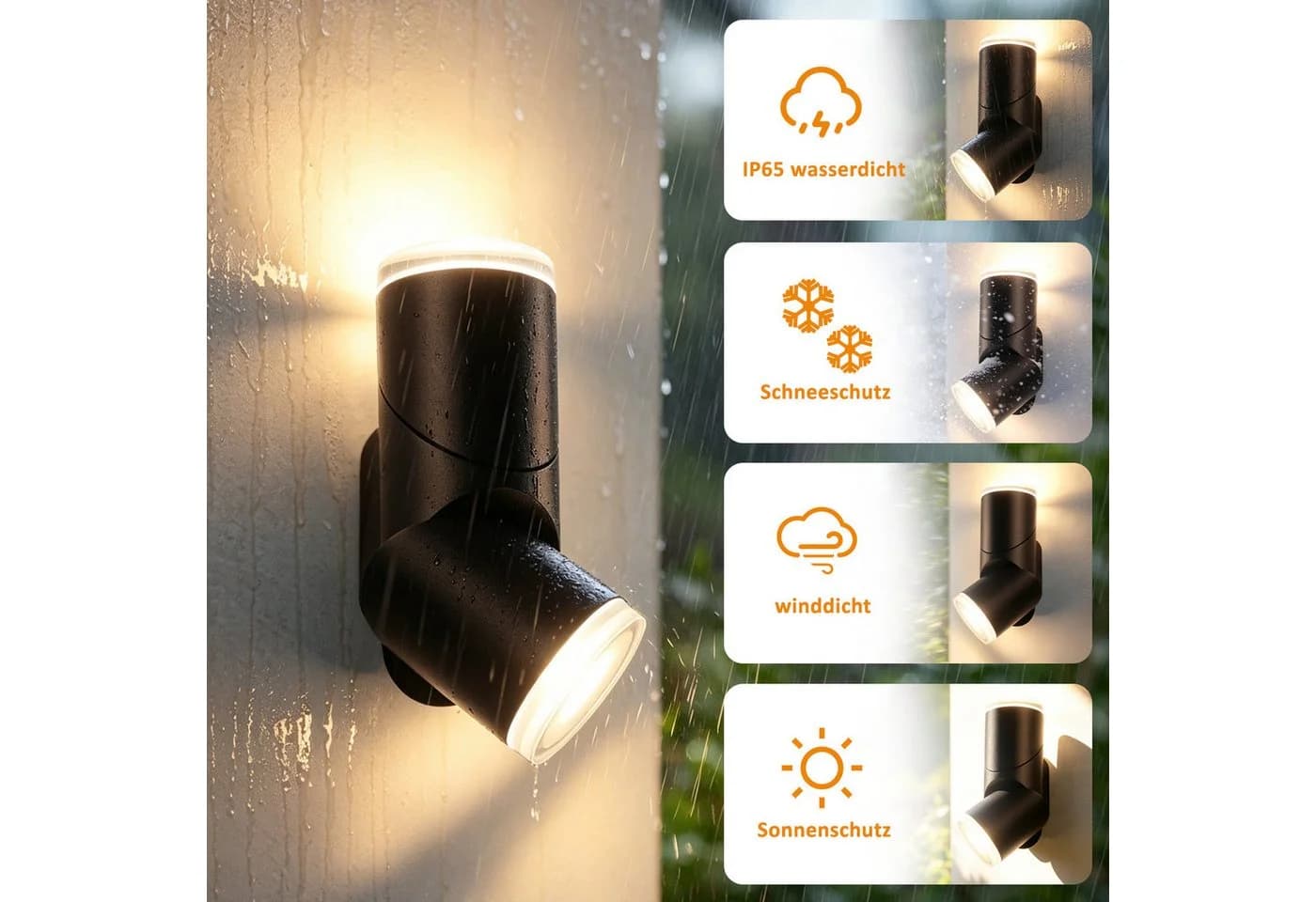 Nettlife LED Außen-Wandleuchte 10W Schwarz 3000K Warmweiß - Bild 5