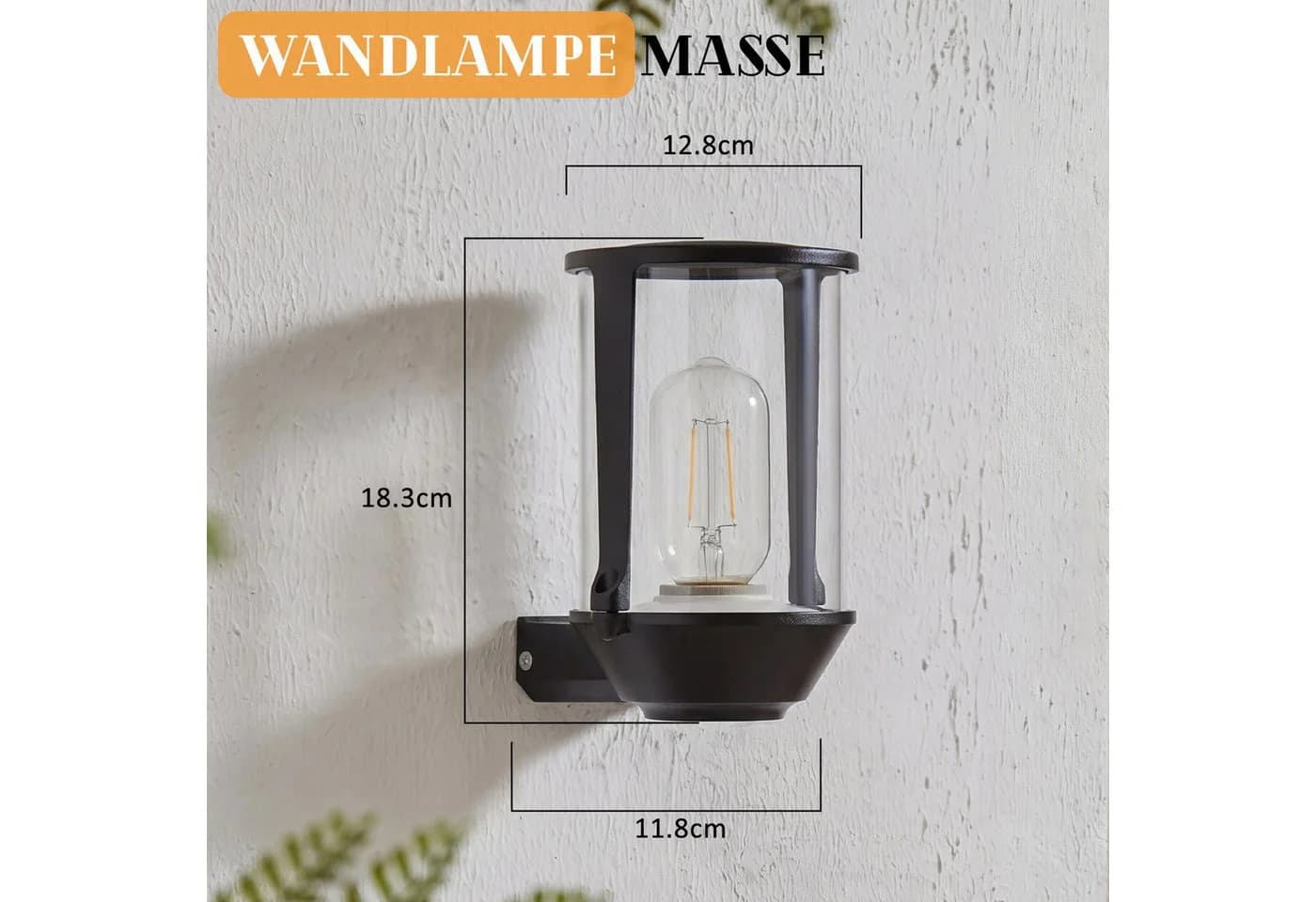 Nettlife Außen-Wandleuchte Schwarz E27 Aluminium & Glas - Bild 3