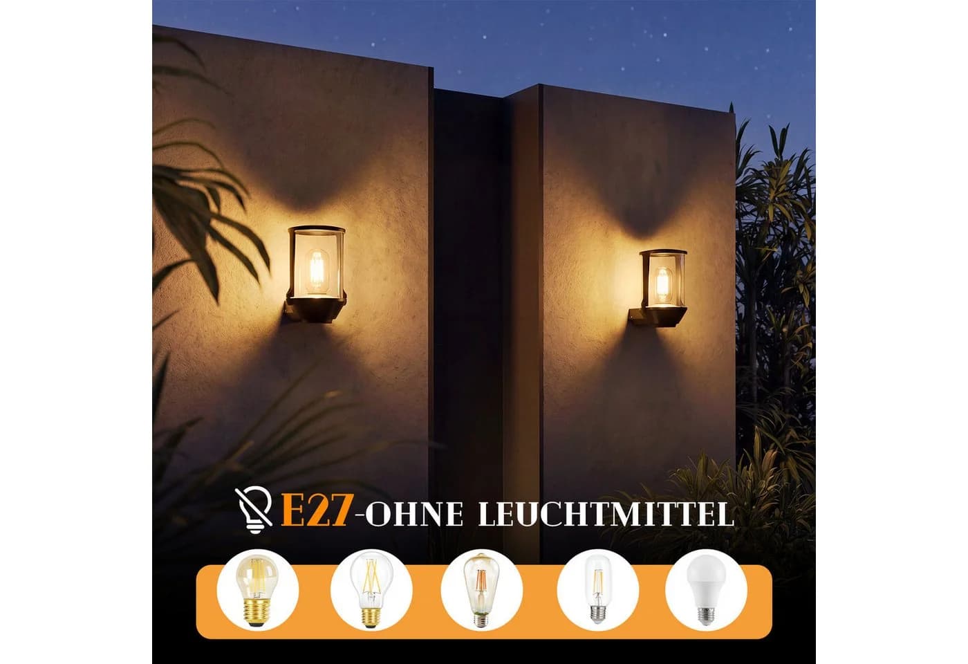 Nettlife Außen-Wandleuchte Schwarz E27 Aluminium & Glas - Bild 5