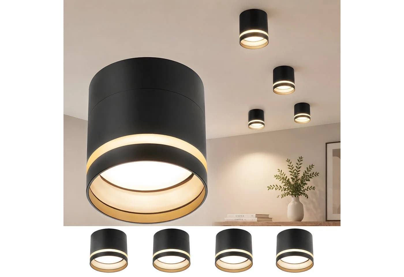 Nettlife LED Aufbaustrahler Schwarz/Weiß Rund Deckenstrahler 5W Warmweiß - Bild 2