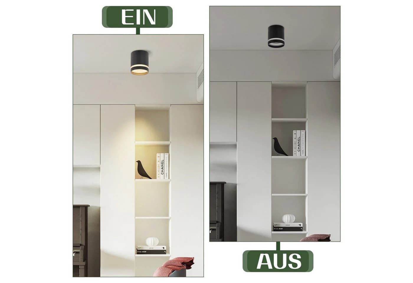 Nettlife LED Aufbaustrahler Schwarz/Weiß Rund Deckenstrahler 5W Warmweiß - Bild 4