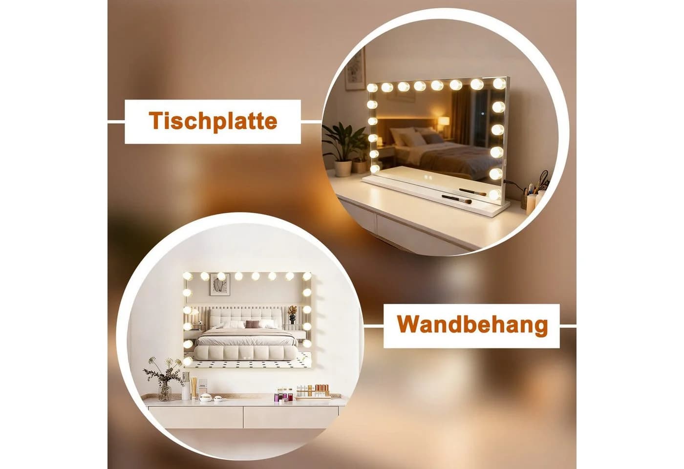 Nettlife Schminkspiegel mit LED-Beleuchtung und Bluetooth