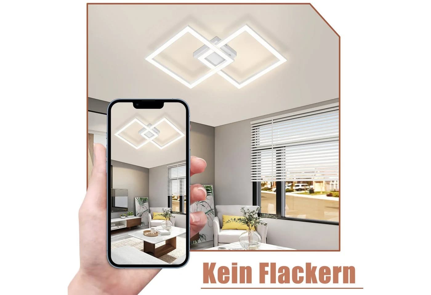 Nettlife LED Deckenleuchte Schwarz Modern Kristall-Optik Warmweiß