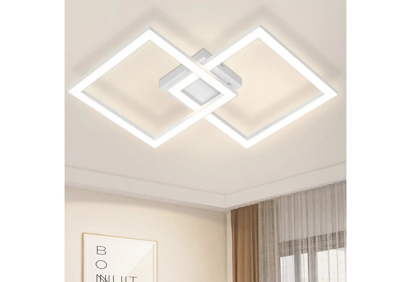 Nettlife LED Deckenleuchte Schwarz Modern Kristall-Optik Warmweiß - Bild 2