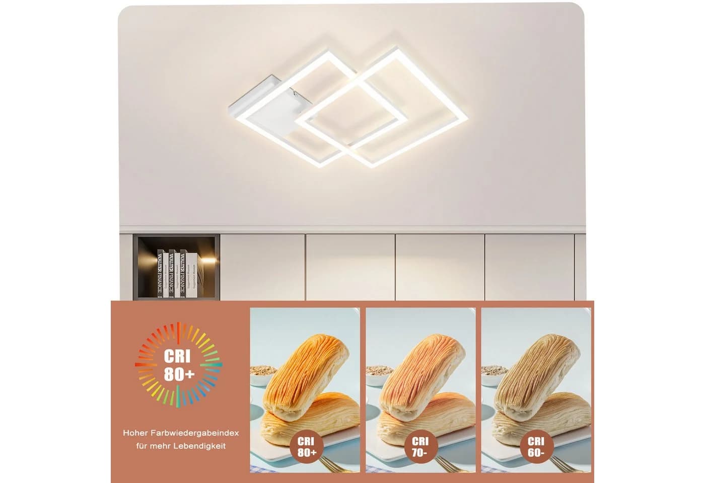 Nettlife LED Deckenleuchte Schwarz Modern Kristall-Optik Warmweiß - Bild 3